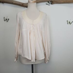Armand basi blush pleated cotton silk blend blouse